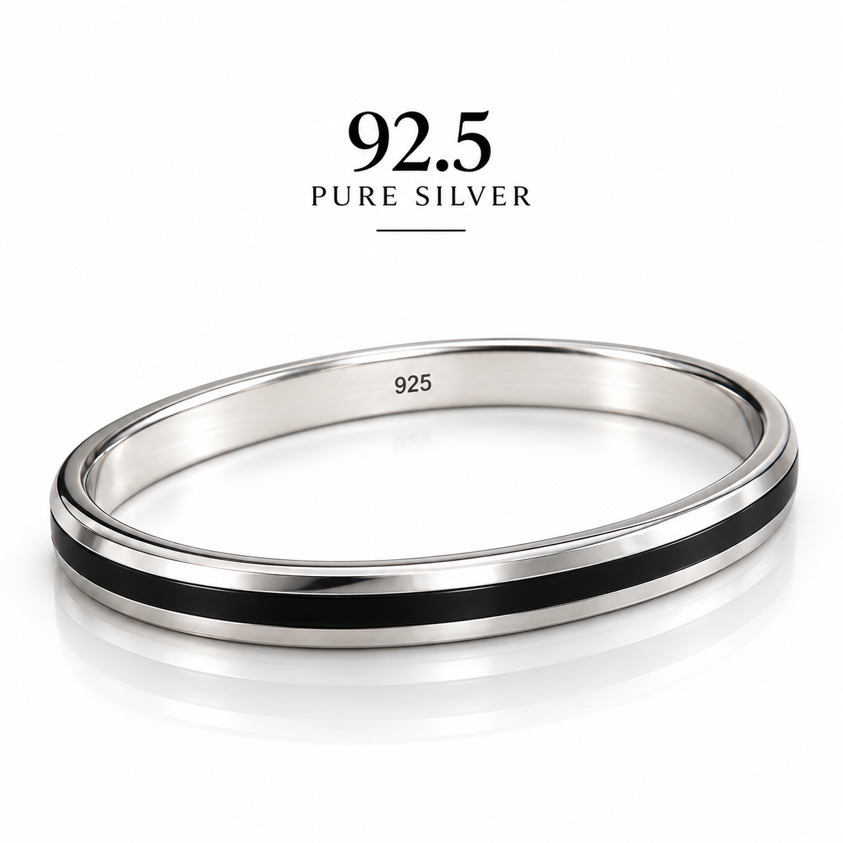 Black Line 92.5 Silver Kada for Men | Premium Silver Kada